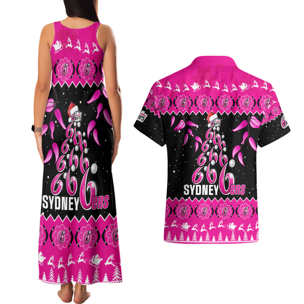 sydney-sixers-cricket-christmas-couples-matching-tank-maxi-dress-and-hawaiian-shirt-merry-xmas-2023-indigenous-art