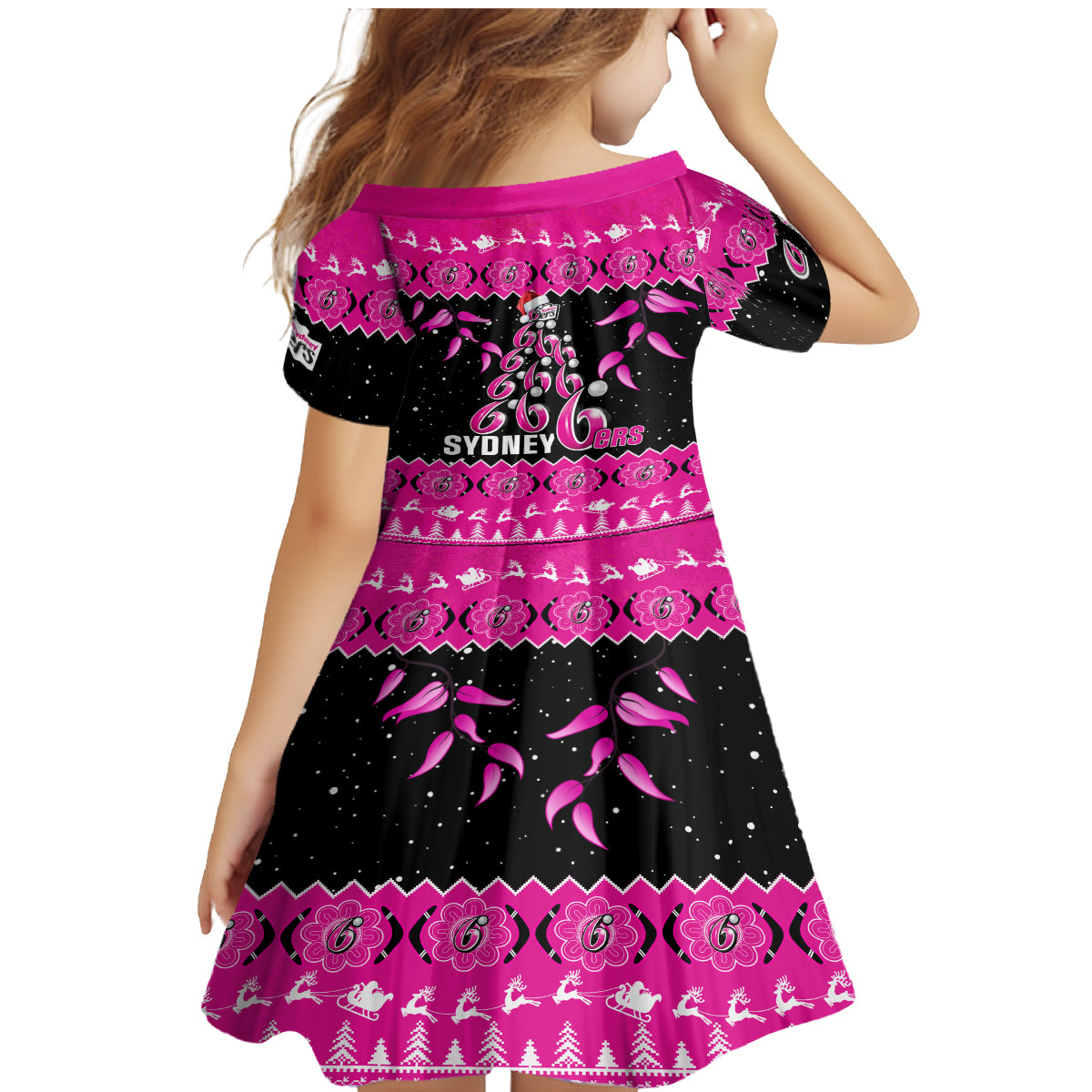 sydney-sixers-cricket-christmas-family-matching-mermaid-dress-and-hawaiian-shirt-merry-xmas-2023-indigenous-art