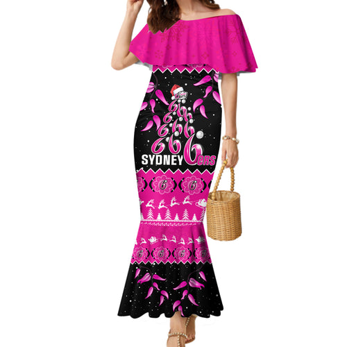 sydney-sixers-cricket-christmas-family-matching-mermaid-dress-and-hawaiian-shirt-merry-xmas-2023-indigenous-art