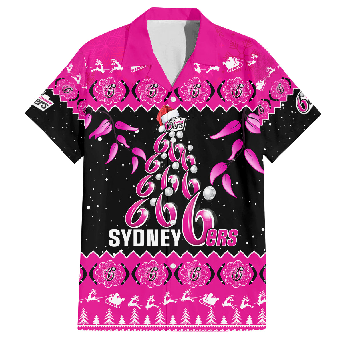 sydney-sixers-cricket-christmas-family-matching-off-shoulder-long-sleeve-dress-and-hawaiian-shirt-merry-xmas-2023-indigenous-art