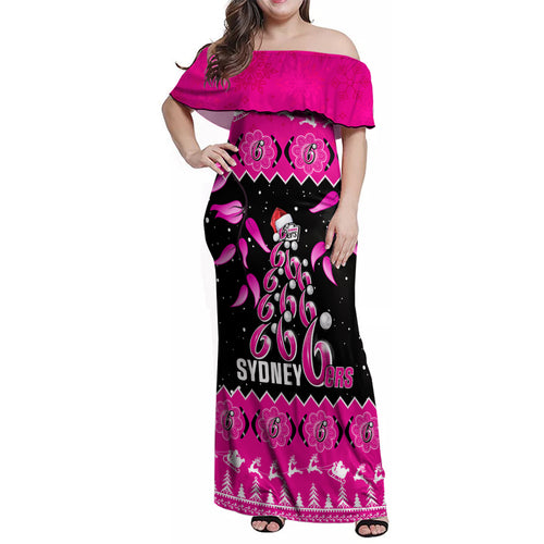 sydney-sixers-cricket-christmas-family-matching-off-shoulder-maxi-dress-and-hawaiian-shirt-merry-xmas-2023-indigenous-art