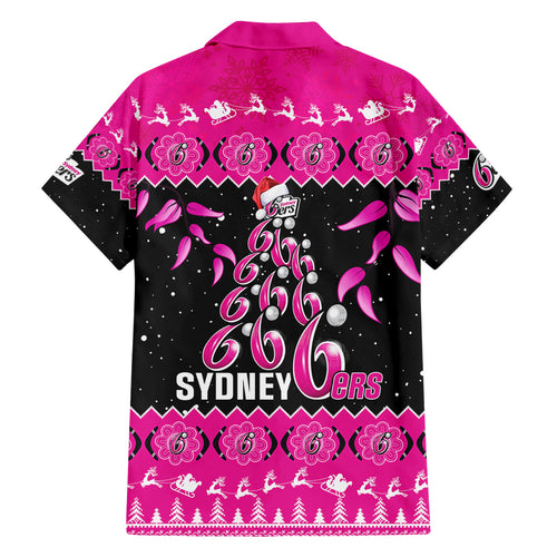 sydney-sixers-cricket-christmas-family-matching-off-shoulder-short-dress-and-hawaiian-shirt-merry-xmas-2023-indigenous-art