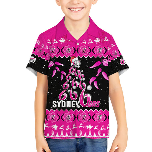 sydney-sixers-cricket-christmas-family-matching-off-shoulder-short-dress-and-hawaiian-shirt-merry-xmas-2023-indigenous-art