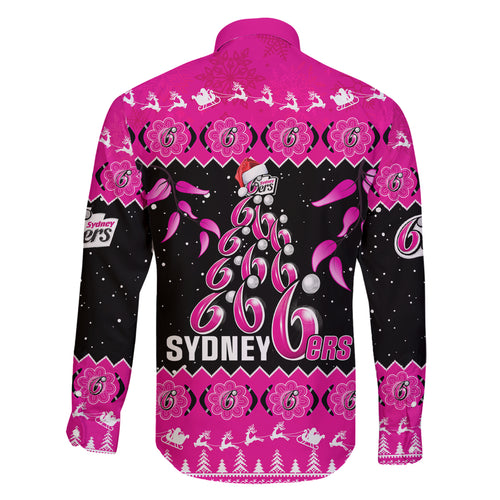 sydney-sixers-cricket-christmas-family-matching-puletasi-dress-and-hawaiian-shirt-merry-xmas-2023-indigenous-art