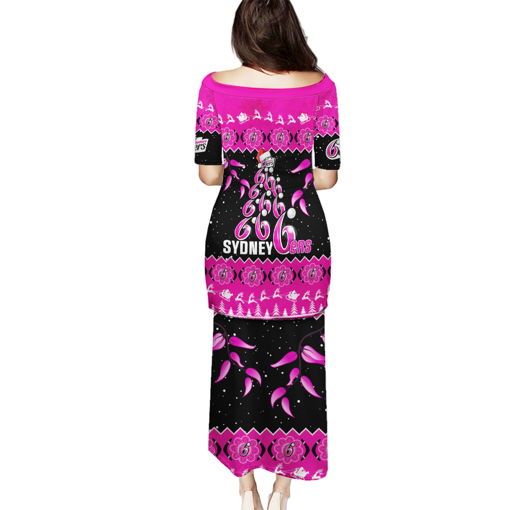 sydney-sixers-cricket-christmas-family-matching-puletasi-dress-and-hawaiian-shirt-merry-xmas-2023-indigenous-art