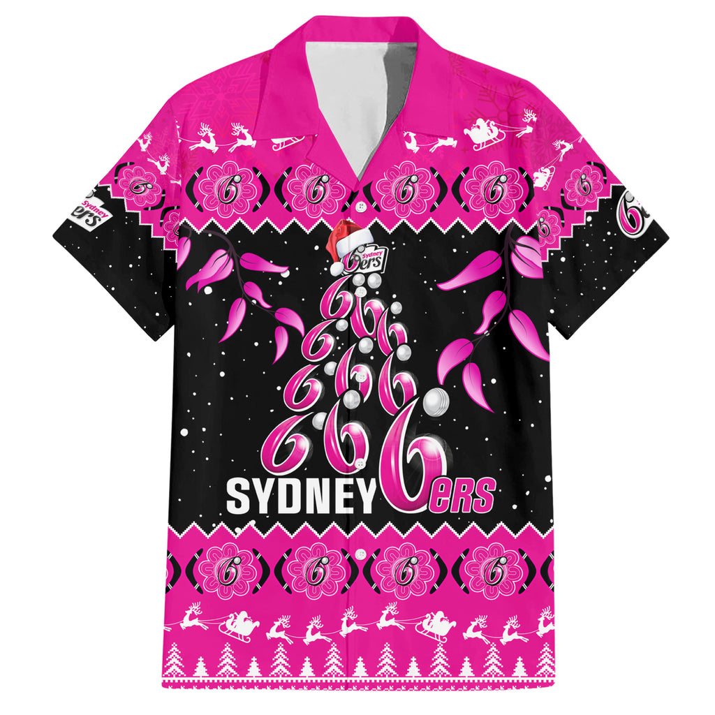 sydney-sixers-cricket-christmas-family-matching-short-sleeve-bodycon-dress-and-hawaiian-shirt-merry-xmas-2023-indigenous-art