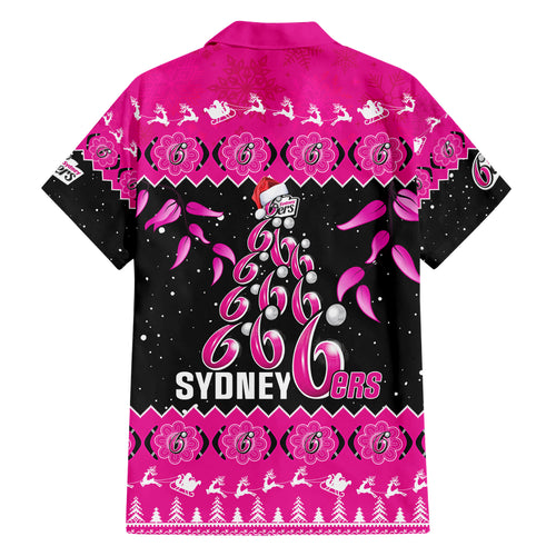sydney-sixers-cricket-christmas-family-matching-short-sleeve-bodycon-dress-and-hawaiian-shirt-merry-xmas-2023-indigenous-art