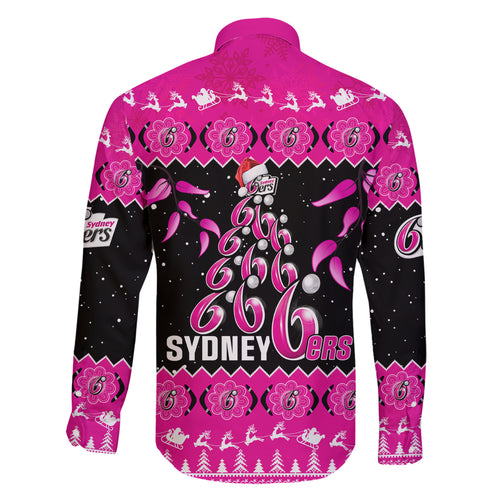sydney-sixers-cricket-christmas-family-matching-short-sleeve-bodycon-dress-and-hawaiian-shirt-merry-xmas-2023-indigenous-art