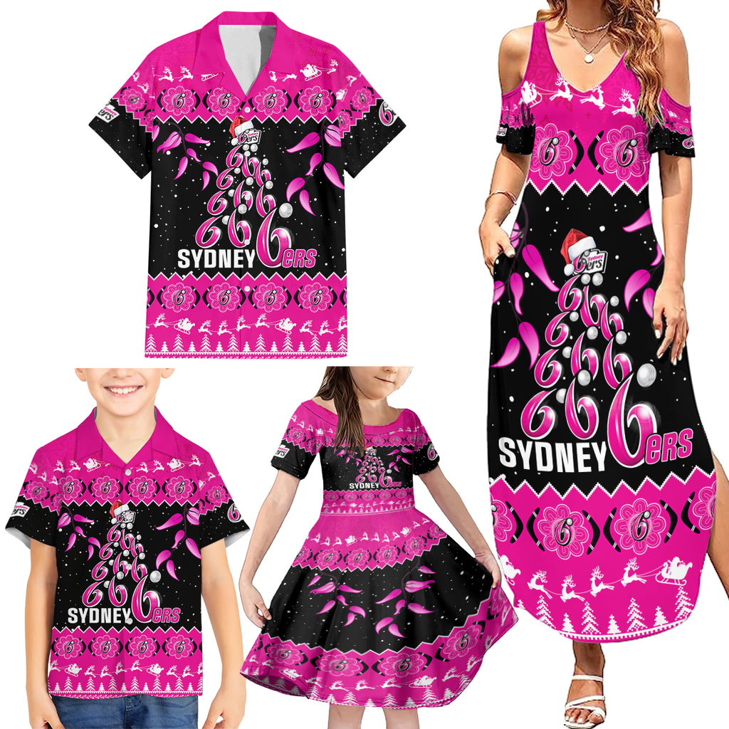 sydney-sixers-cricket-christmas-family-matching-summer-maxi-dress-and-hawaiian-shirt-merry-xmas-2023-indigenous-art