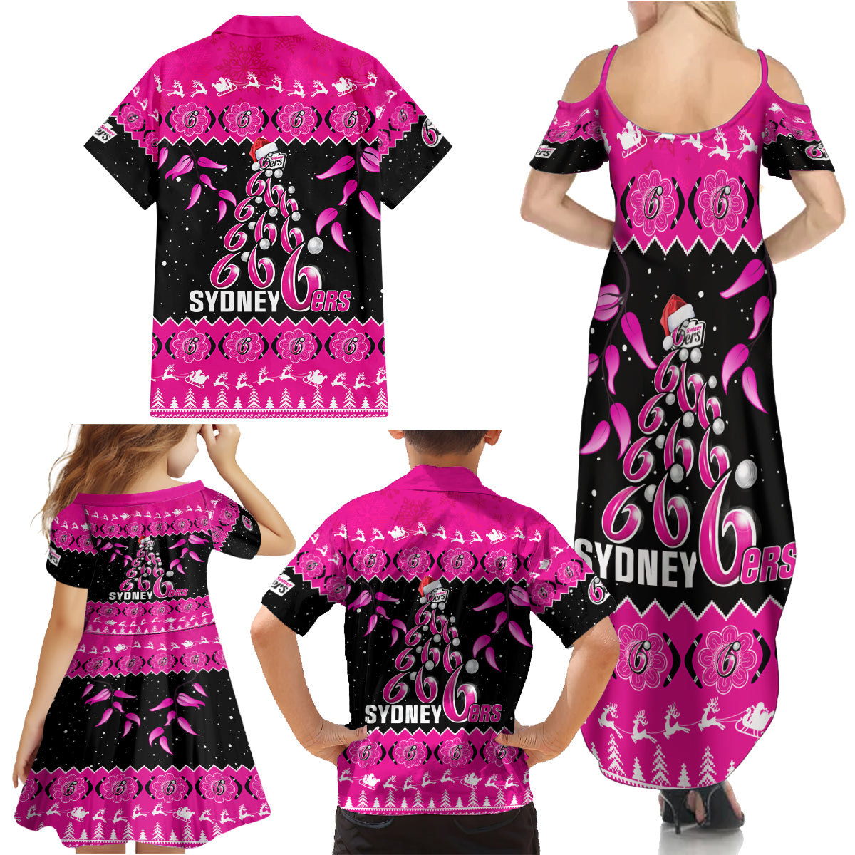 sydney-sixers-cricket-christmas-family-matching-summer-maxi-dress-and-hawaiian-shirt-merry-xmas-2023-indigenous-art