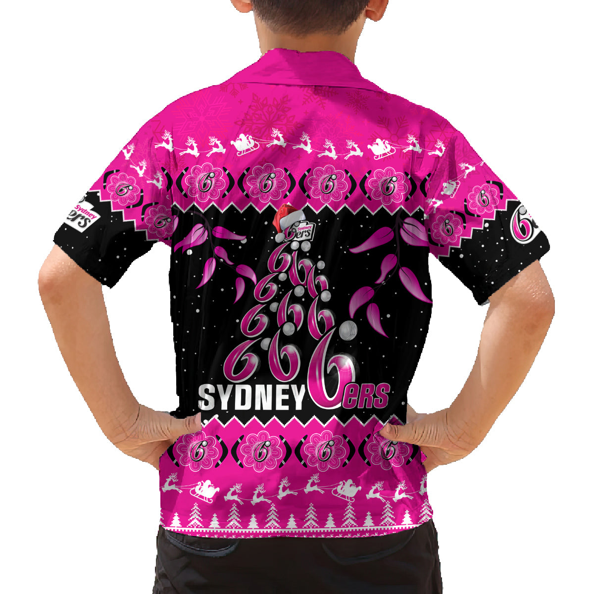 sydney-sixers-cricket-christmas-family-matching-tank-maxi-dress-and-hawaiian-shirt-merry-xmas-2023-indigenous-art