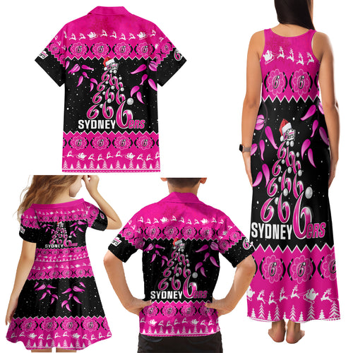 sydney-sixers-cricket-christmas-family-matching-tank-maxi-dress-and-hawaiian-shirt-merry-xmas-2023-indigenous-art