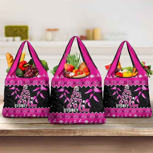 Sydney Sixers Cricket Christmas Grocery Bag Merry Xmas Indigenous Art