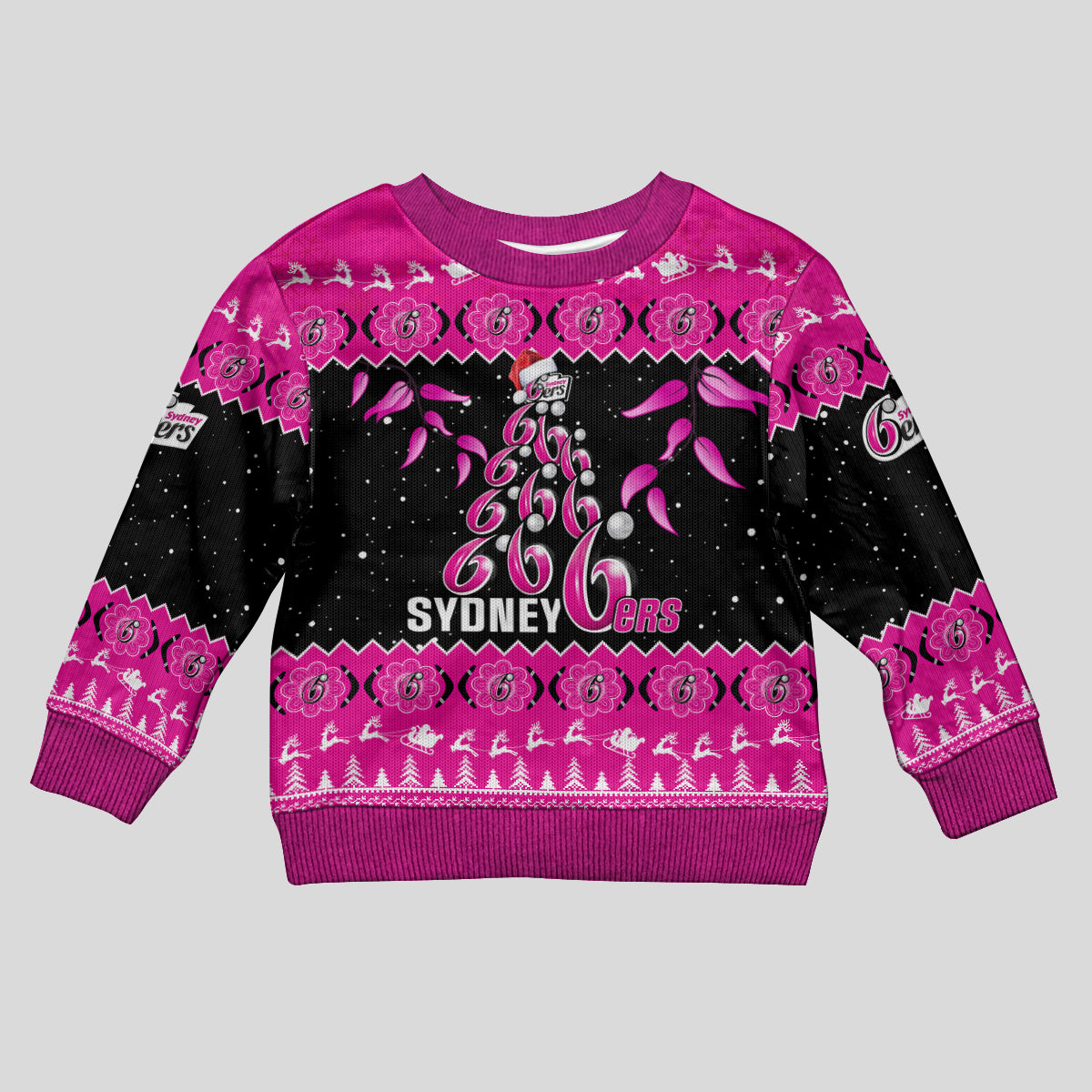 sydney-sixers-cricket-christmas-kid-ugly-christmas-sweater-merry-xmas-2023-indigenous-art