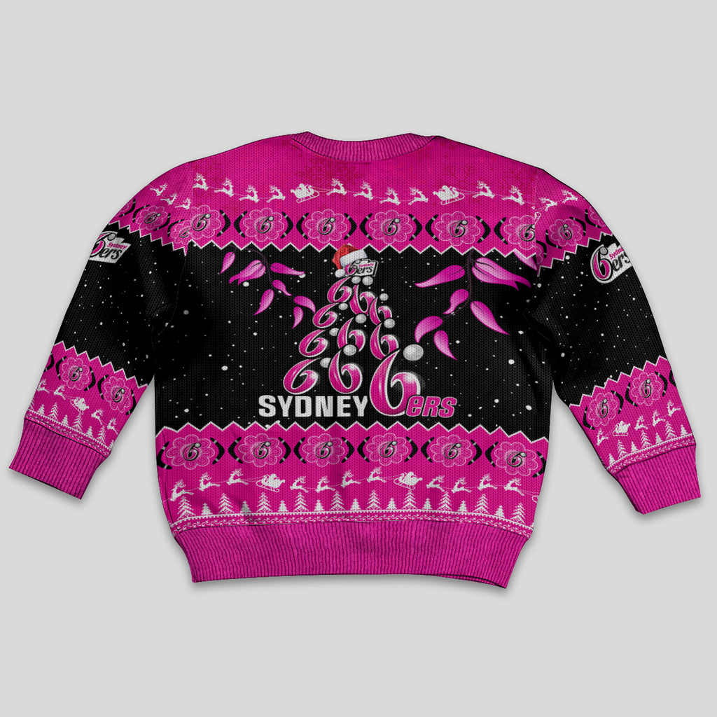 sydney-sixers-cricket-christmas-kid-ugly-christmas-sweater-merry-xmas-2023-indigenous-art