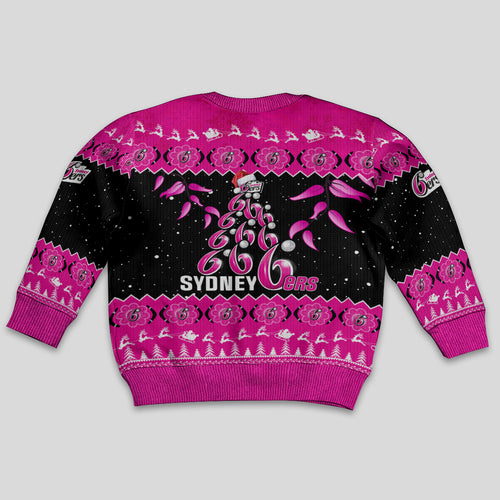 sydney-sixers-cricket-christmas-kid-ugly-christmas-sweater-merry-xmas-2023-indigenous-art
