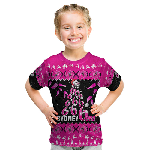 sydney-sixers-cricket-christmas-kid-t-shirt-merry-xmas-2023-indigenous-art