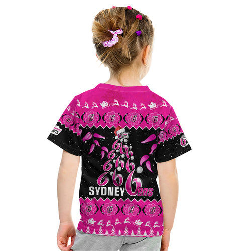 sydney-sixers-cricket-christmas-kid-t-shirt-merry-xmas-2023-indigenous-art