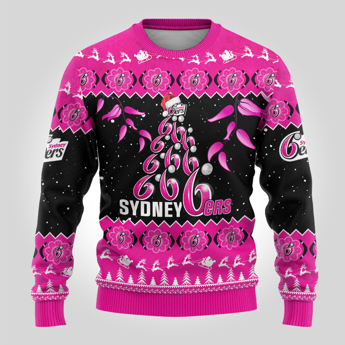 sydney-sixers-cricket-christmas-ugly-christmas-sweater-merry-xmas-2023-indigenous-art
