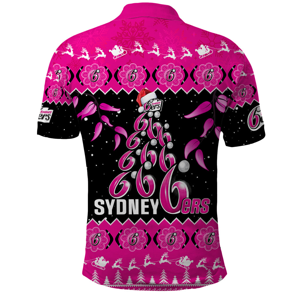 sydney-sixers-cricket-christmas-polo-shirt-merry-xmas-2023-indigenous-art