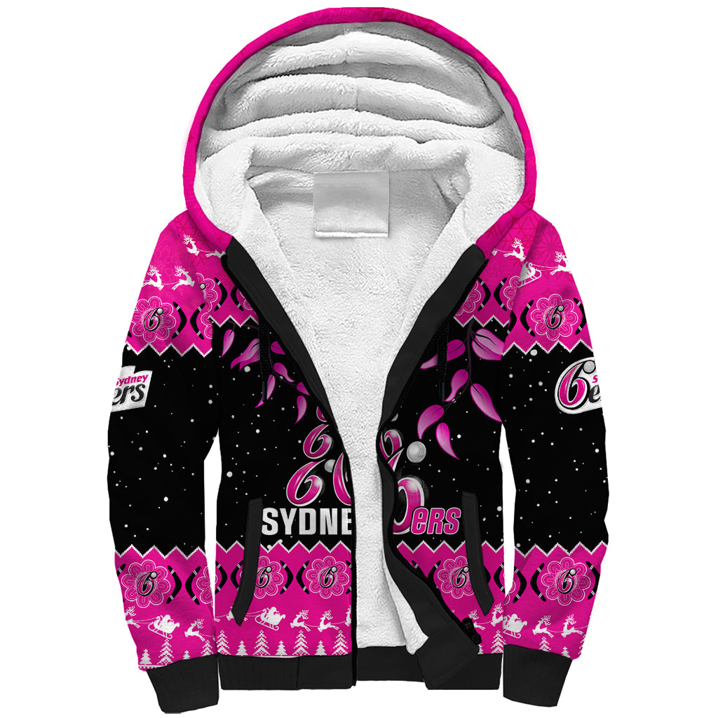 sydney-sixers-cricket-christmas-sherpa-hoodie-merry-xmas-2023-indigenous-art