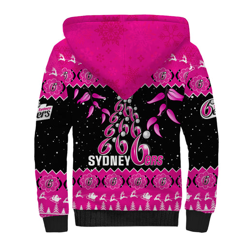 sydney-sixers-cricket-christmas-sherpa-hoodie-merry-xmas-2023-indigenous-art