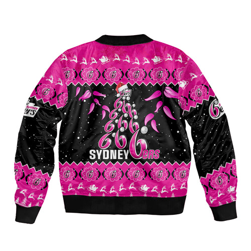 sydney-sixers-cricket-christmas-sleeve-zip-bomber-jacket-merry-xmas-2023-indigenous-art
