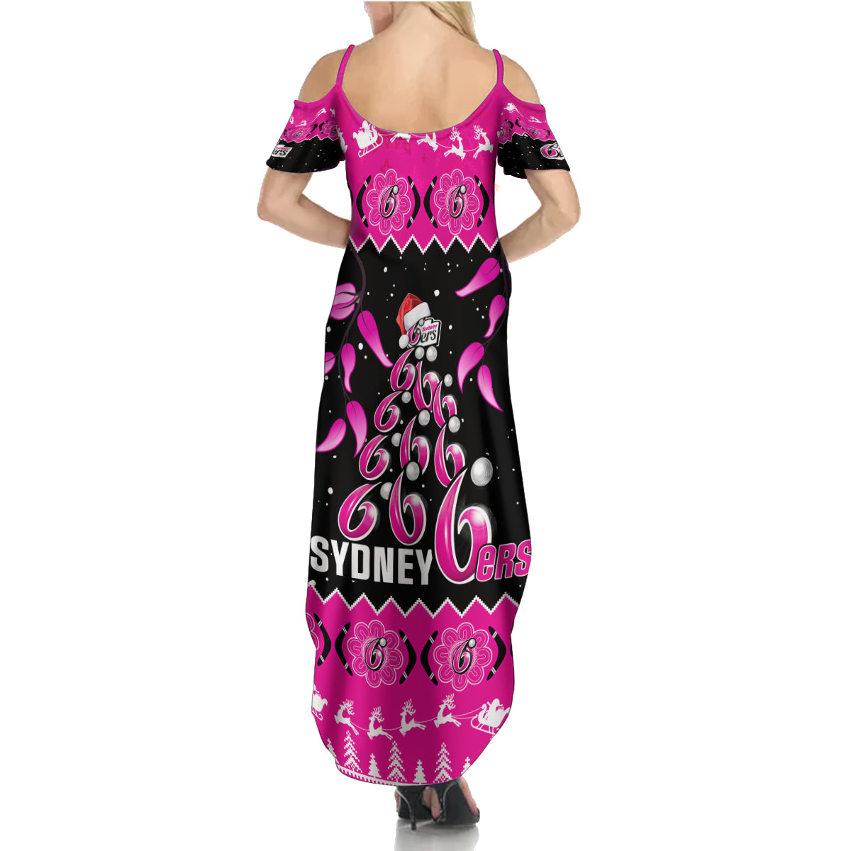 sydney-sixers-cricket-christmas-summer-maxi-dress-merry-xmas-2023-indigenous-art
