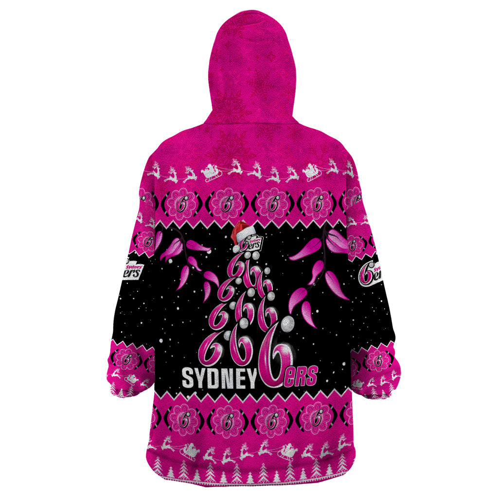 sydney-sixers-cricket-christmas-wearable-blanket-hoodie-merry-xmas-2023-indigenous-art