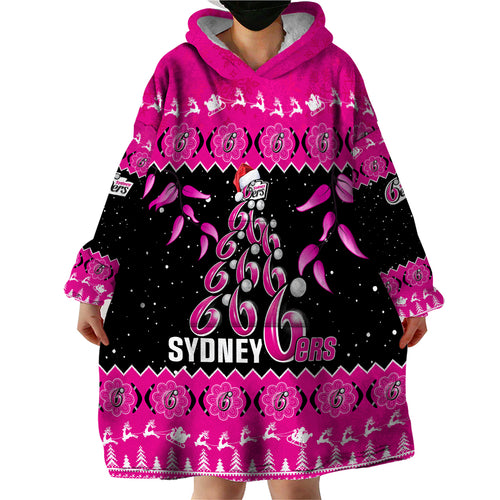 sydney-sixers-cricket-christmas-wearable-blanket-hoodie-merry-xmas-2023-indigenous-art