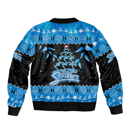 adelaide-strikers-cricket-christmas-bomber-jacket-merry-xmas-2023-indigenous-art