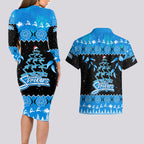 adelaide-strikers-cricket-christmas-couples-matching-long-sleeve-bodycon-dress-and-hawaiian-shirt-merry-xmas-2023-indigenous-art