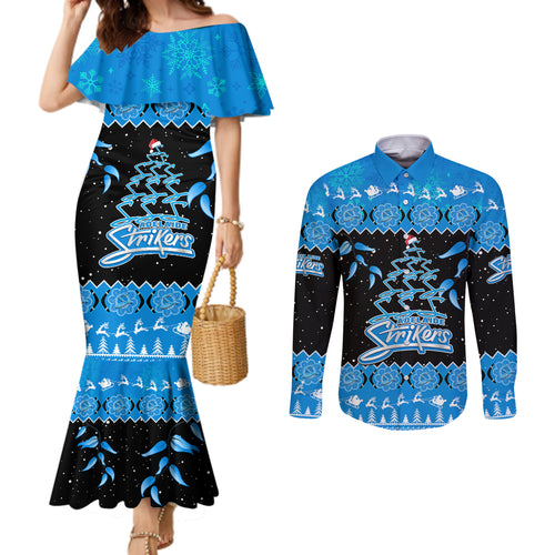 adelaide-strikers-cricket-christmas-couples-matching-mermaid-dress-and-long-sleeve-button-shirt-merry-xmas-2023-indigenous-art