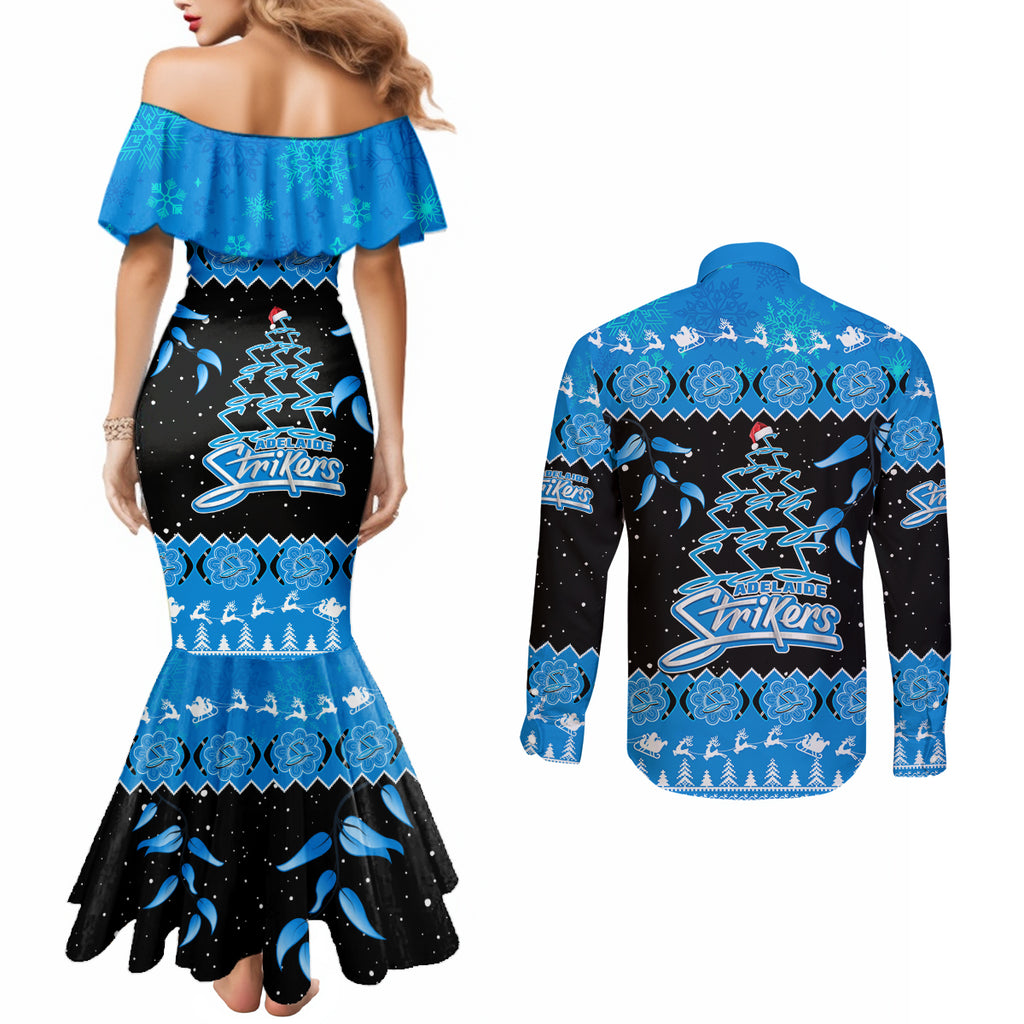 adelaide-strikers-cricket-christmas-couples-matching-mermaid-dress-and-long-sleeve-button-shirt-merry-xmas-2023-indigenous-art