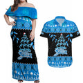 adelaide-strikers-cricket-christmas-couples-matching-off-shoulder-maxi-dress-and-hawaiian-shirt-merry-xmas-2023-indigenous-art