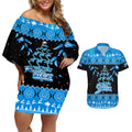 adelaide-strikers-cricket-christmas-couples-matching-off-shoulder-short-dress-and-hawaiian-shirt-merry-xmas-2023-indigenous-art