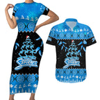 adelaide-strikers-cricket-christmas-couples-matching-short-sleeve-bodycon-dress-and-hawaiian-shirt-merry-xmas-2023-indigenous-art
