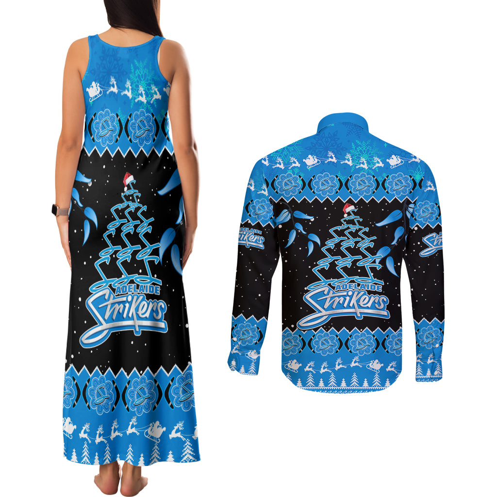 adelaide-strikers-cricket-christmas-couples-matching-tank-maxi-dress-and-long-sleeve-button-shirt-merry-xmas-2023-indigenous-art