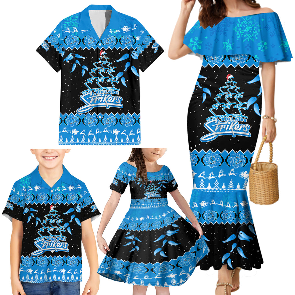 adelaide-strikers-cricket-christmas-family-matching-mermaid-dress-and-hawaiian-shirt-merry-xmas-2023-indigenous-art