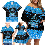 adelaide-strikers-cricket-christmas-family-matching-off-shoulder-short-dress-and-hawaiian-shirt-merry-xmas-2023-indigenous-art