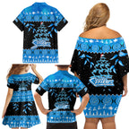 adelaide-strikers-cricket-christmas-family-matching-off-shoulder-short-dress-and-hawaiian-shirt-merry-xmas-2023-indigenous-art
