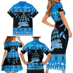 adelaide-strikers-cricket-christmas-family-matching-short-sleeve-bodycon-dress-and-hawaiian-shirt-merry-xmas-2023-indigenous-art