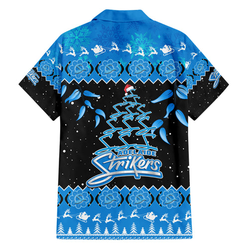 adelaide-strikers-cricket-christmas-family-matching-short-sleeve-bodycon-dress-and-hawaiian-shirt-merry-xmas-2023-indigenous-art