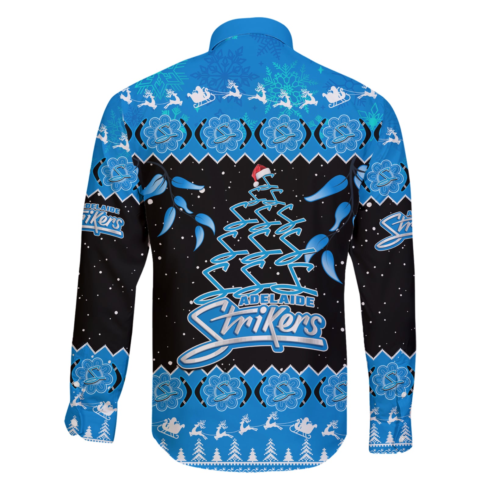 adelaide-strikers-cricket-christmas-family-matching-short-sleeve-bodycon-dress-and-hawaiian-shirt-merry-xmas-2023-indigenous-art