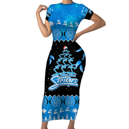 adelaide-strikers-cricket-christmas-family-matching-short-sleeve-bodycon-dress-and-hawaiian-shirt-merry-xmas-2023-indigenous-art