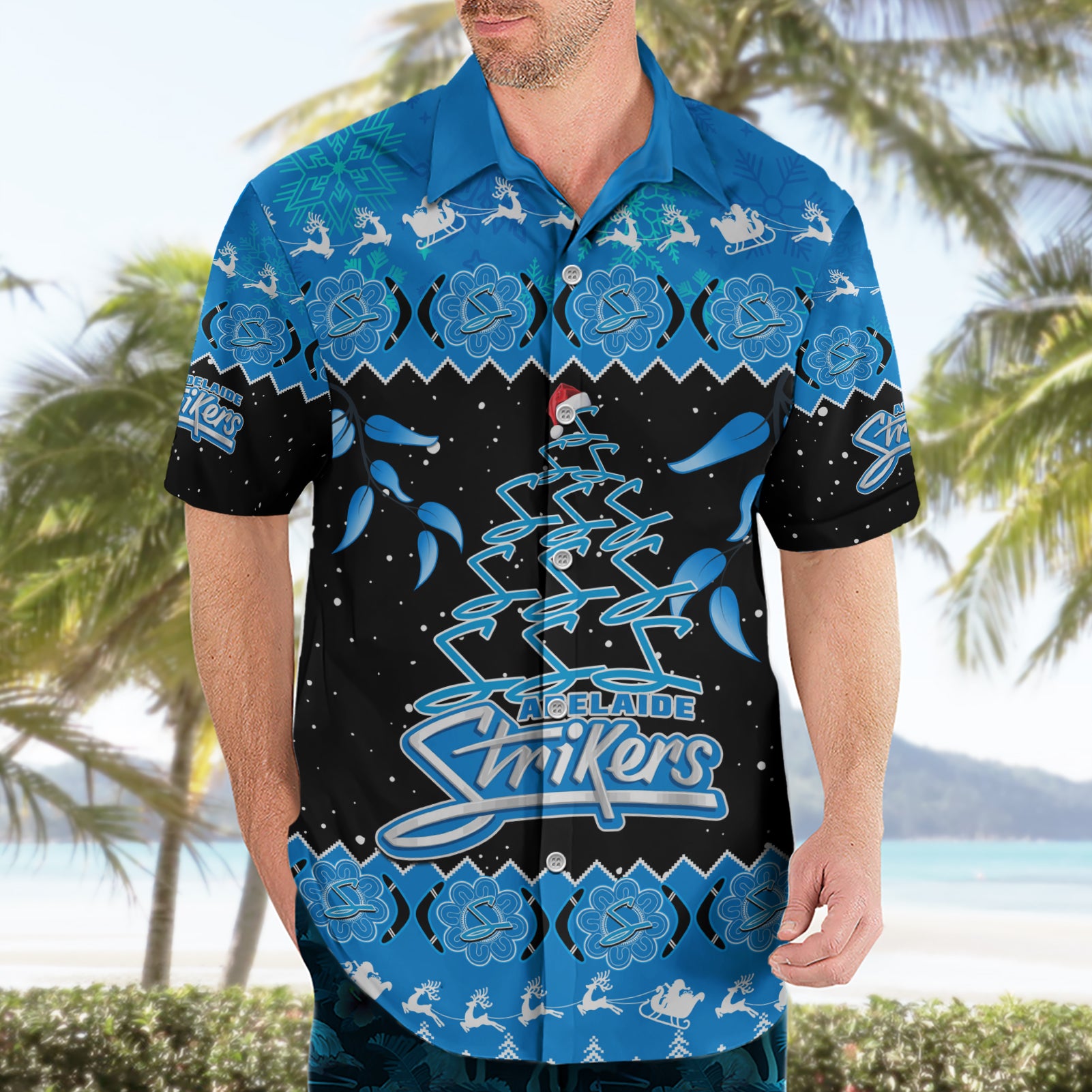 adelaide-strikers-cricket-christmas-hawaiian-shirt-merry-xmas-2023-indigenous-art