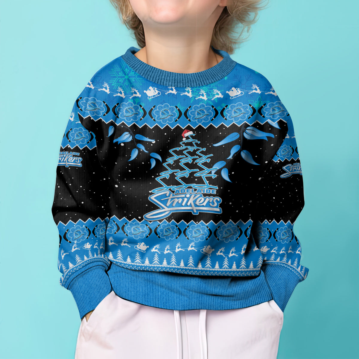 adelaide-strikers-cricket-christmas-kid-ugly-christmas-sweater-merry-xmas-2023-indigenous-art