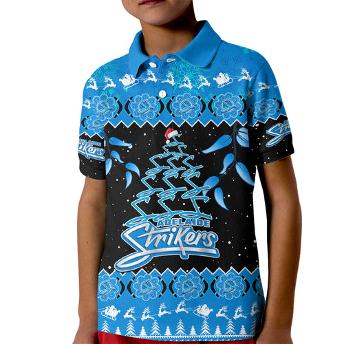 adelaide-strikers-cricket-christmas-kid-polo-shirt-merry-xmas-2023-indigenous-art