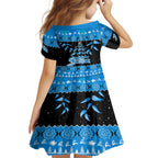adelaide-strikers-cricket-christmas-kid-short-sleeve-dress-merry-xmas-2023-indigenous-art