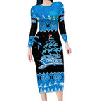 adelaide-strikers-cricket-christmas-long-sleeve-bodycon-dress-merry-xmas-2023-indigenous-art